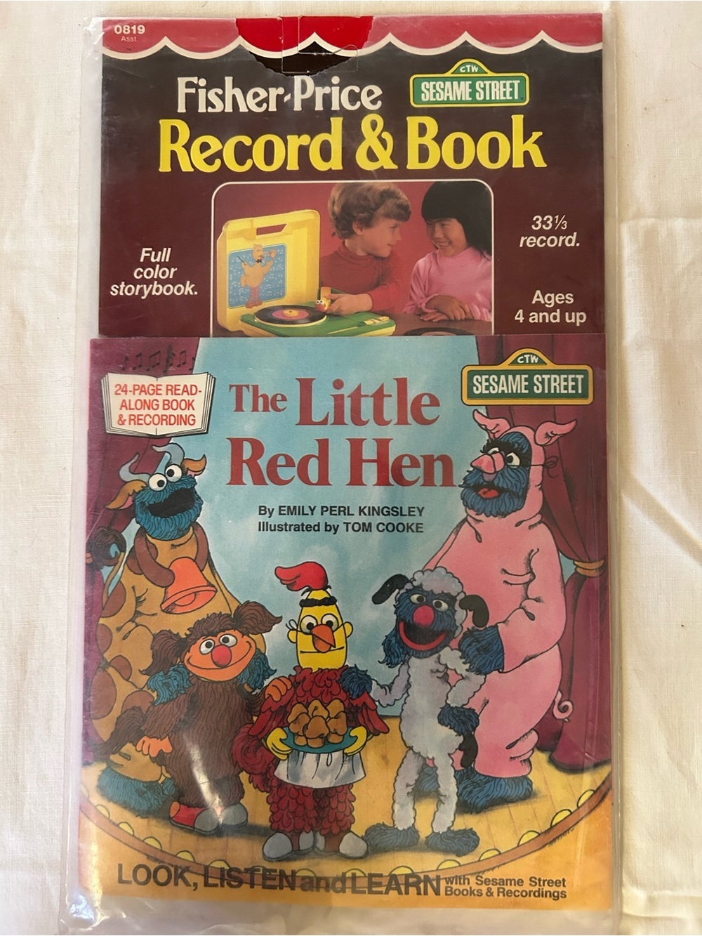 VTG Fisher Price Sesame Street Record & Book Little Red Hen NOS Sealed